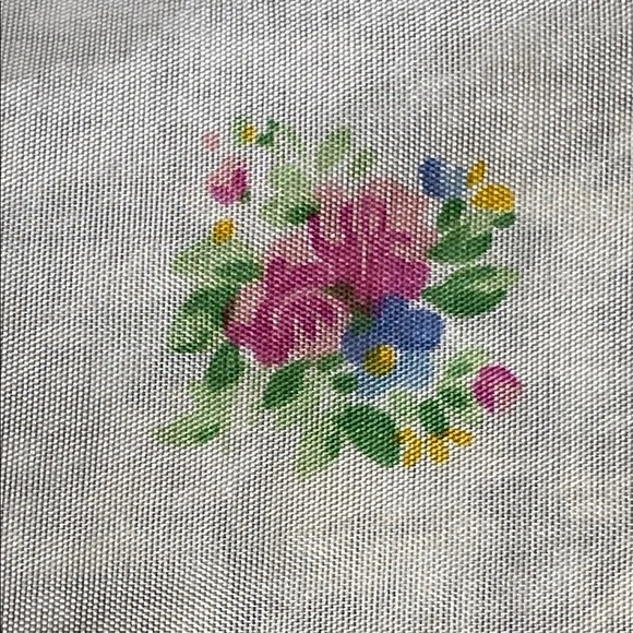 VNTG Pastel Pink and Blue Floral Square Scarf with Elegant Design - Picture 5 of 5